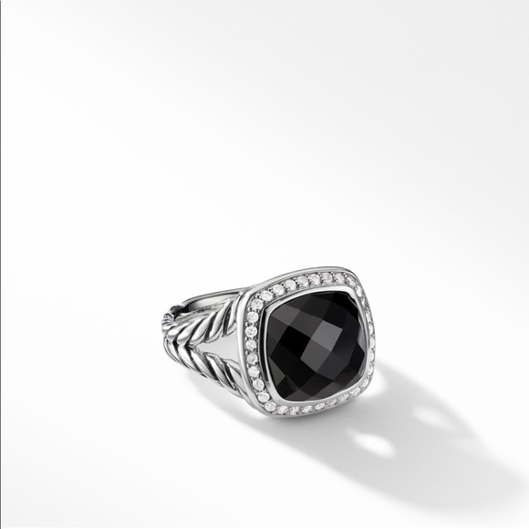 DY Albion Ring with Black Onyx and Pave Diamond - Picture 1 of 7